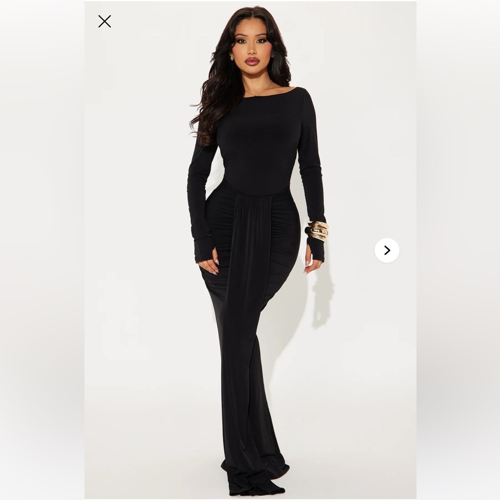 Fashion nova Eloise Boat Neck Maxi Dress - Black